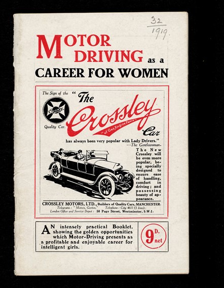 Booklet advertising Motor Driving as a Career for Women, 1919
