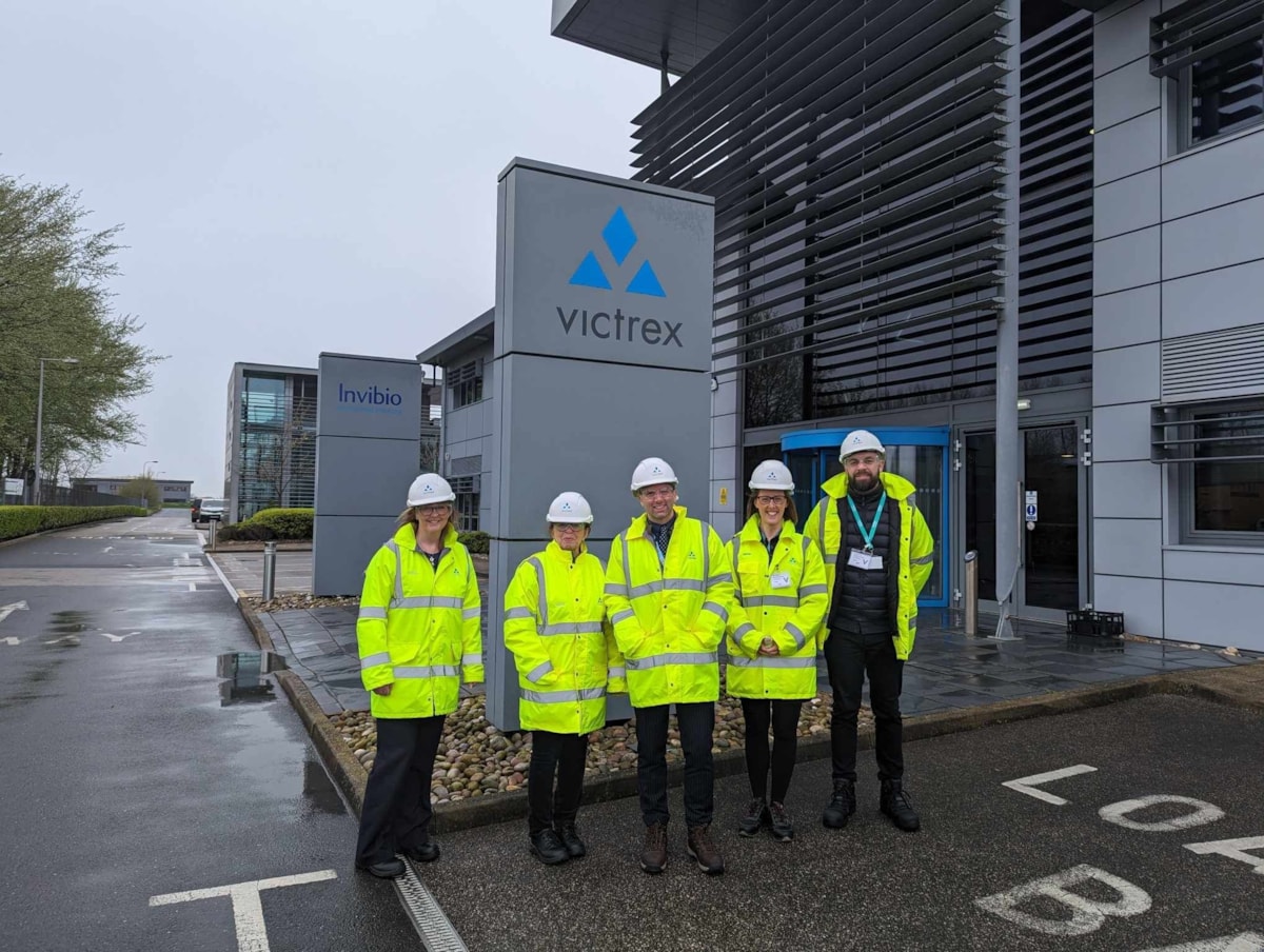 Pictured from left to right outside the premises at Victrex in Thornton Cleveleys are Dr Michele Lawty-Jones, Director of Lancashire Skills & Employment Hub, Councillor Jayne Rear, cabinet member for Education and Skills at Lancashire County Council, Lancashire County Councillor Ash Sutcliffe, Kimberley Helm, Enterprise Coordinator at the Lancashire Careers Hub and Chris Maddock, Deputy Hub Leader at the Lancashire Careers Hub.