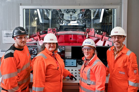 STRABAG factory in Hartlepool begins casting tunnel segments for HS2 London tunnels-3: Tunnel segment casting begins for HS2 at STRABAG in Hartlepool. 

L-R; Liam Roberts, STRABAG, Jill Mortimer MP, Member of Parliament for Hartelpool, Ruth Todd CBE, Chief Commercial Officer for HS2 Ltd, Andy Dixon, Managing Director, STRABAG UK