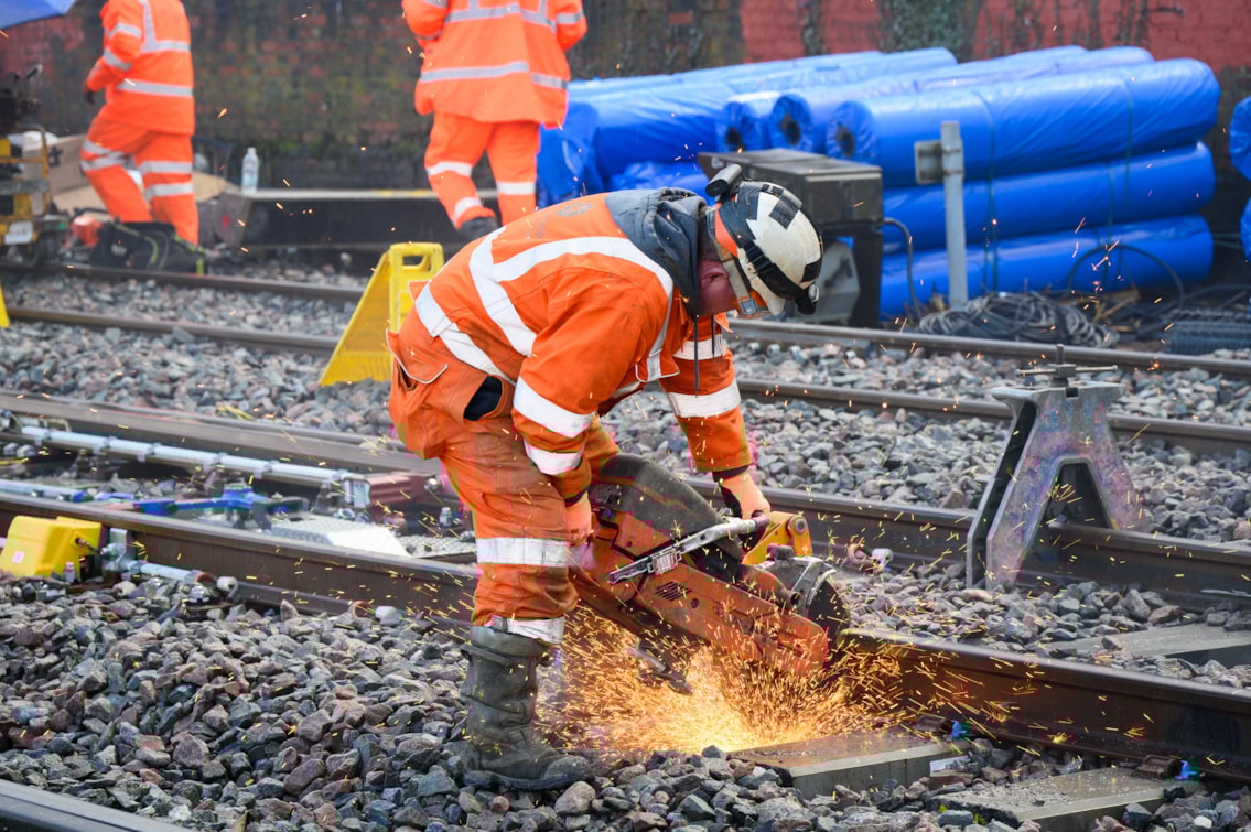 Track being cut during Manchester Piccadilly February 2026