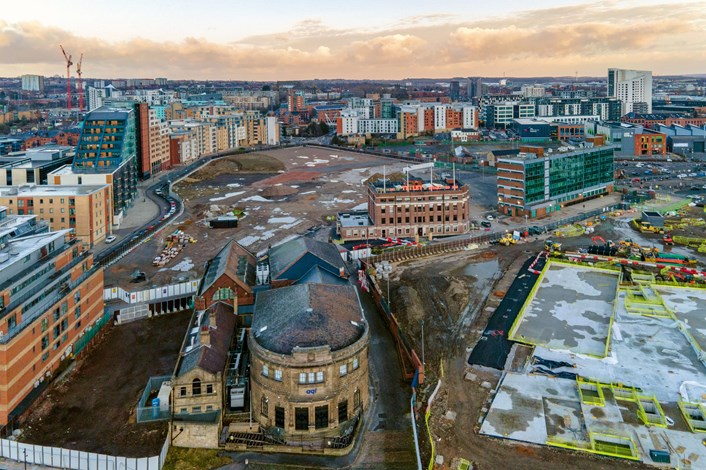 Aire Park site 2: View of the Aire Park site, looking east towards Crown Point Road. Credit: Leeds City Council.