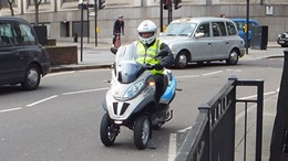 Mitie is launching a Piaggio MP3 300 LT Touring bike, set to significantly reduce the company’s response times around the capital.: Mitie is launching a Piaggio MP3 300 LT Touring bike, set to significantly reduce the company’s response times around the capital.