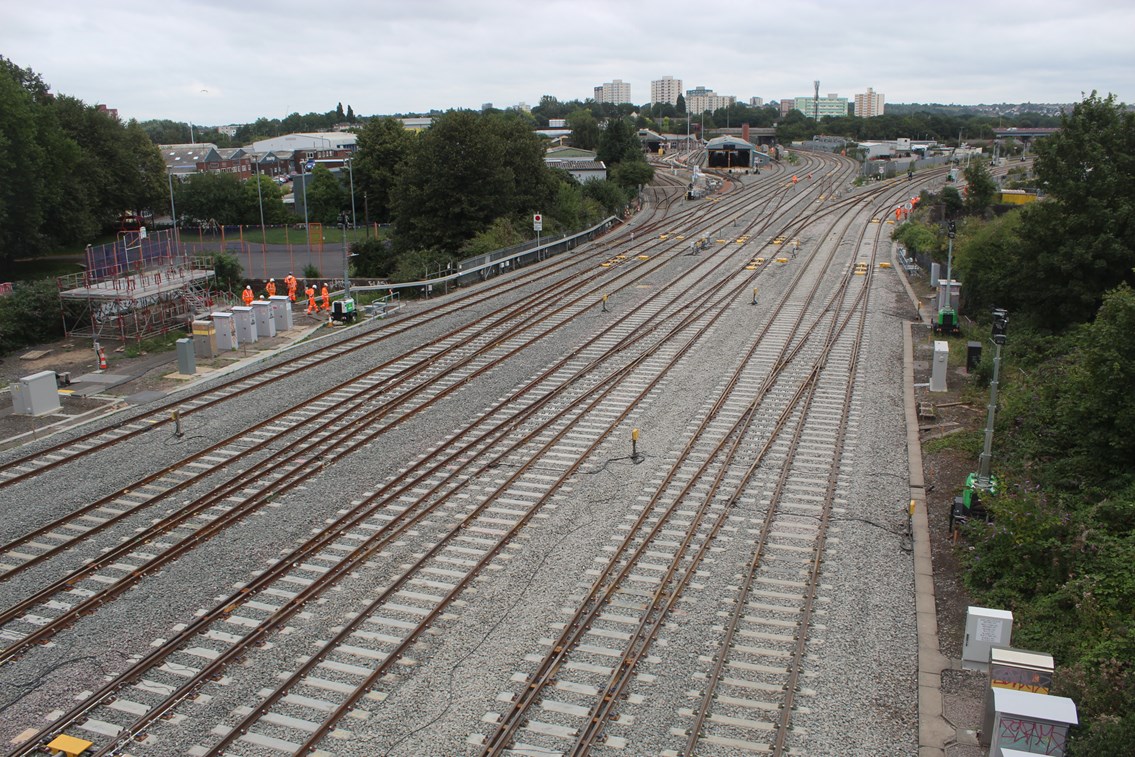 View of upgraded track at Bristol East Junction looking away from Bristol Temple Meads station