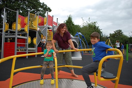 Family at one of the new Blagrave play areas