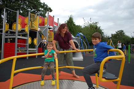 Family at one of the new Blagrave play areas