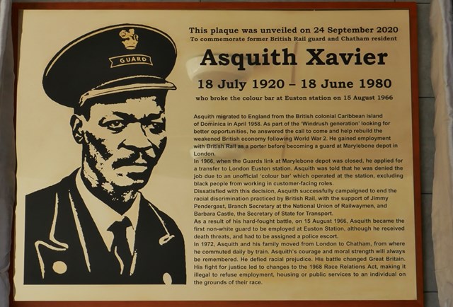 Asquith Xavier Plaque unveiling - Chatham station 24.09.2020
