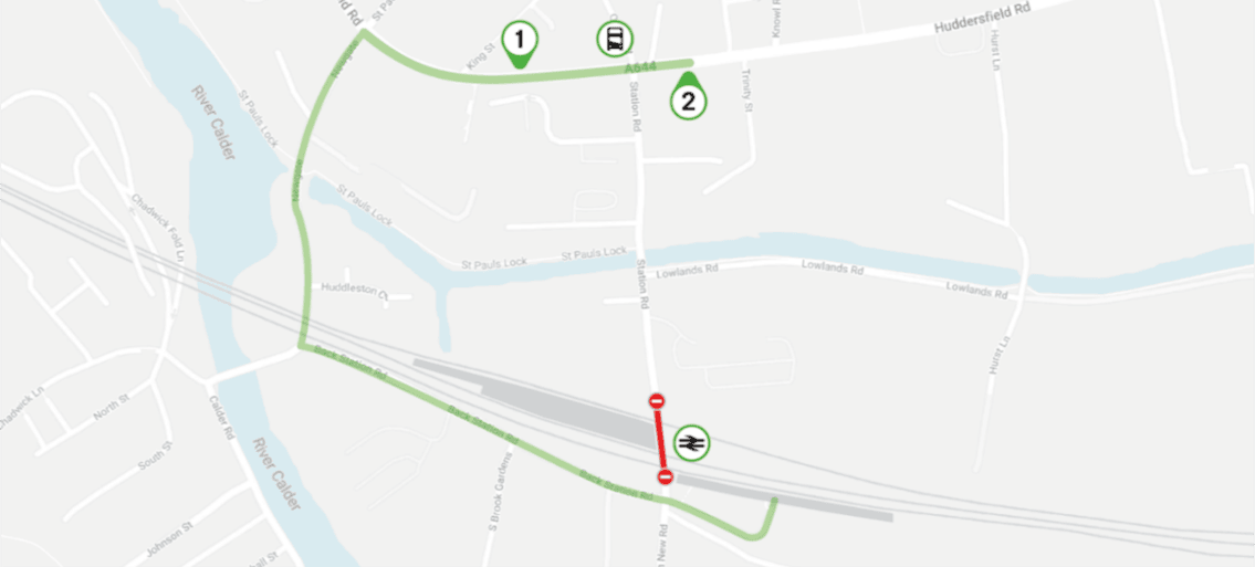 Road closure location and walking route