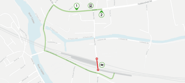 Road closure location and walking route: Road closure location and walking route