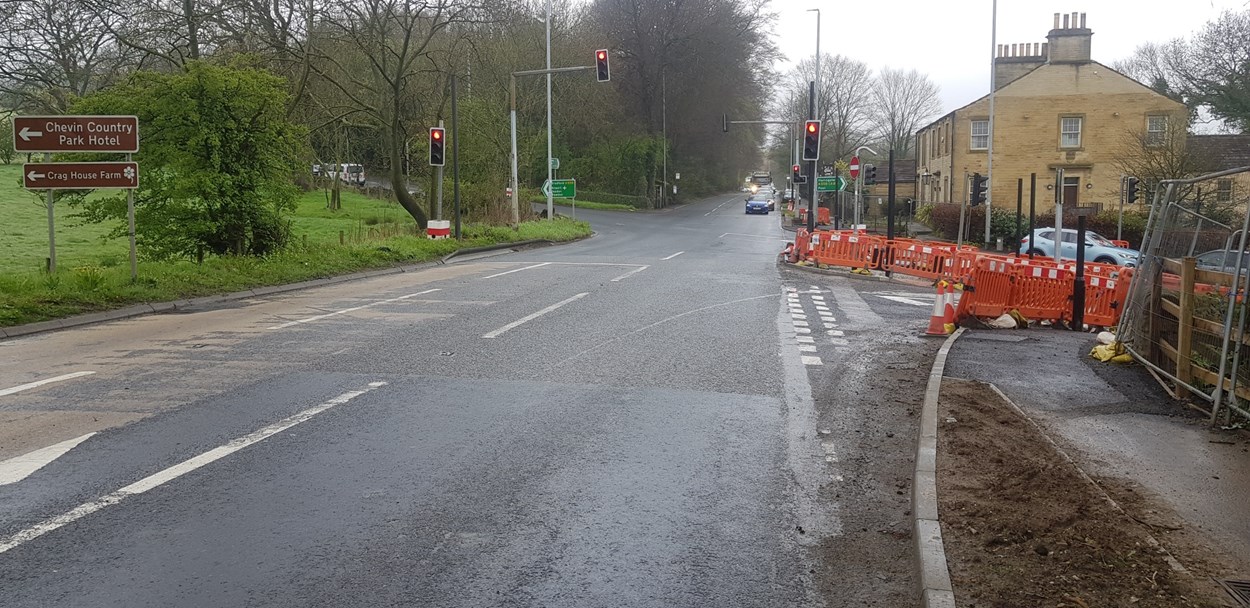 Dyneley Arms junction road works May 2023