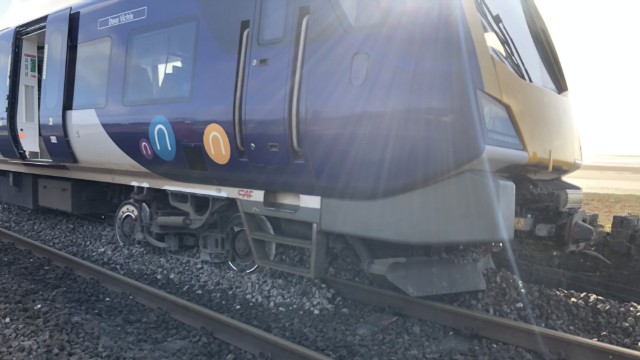 The derailed Northern train-2: An up close derailed Northern train