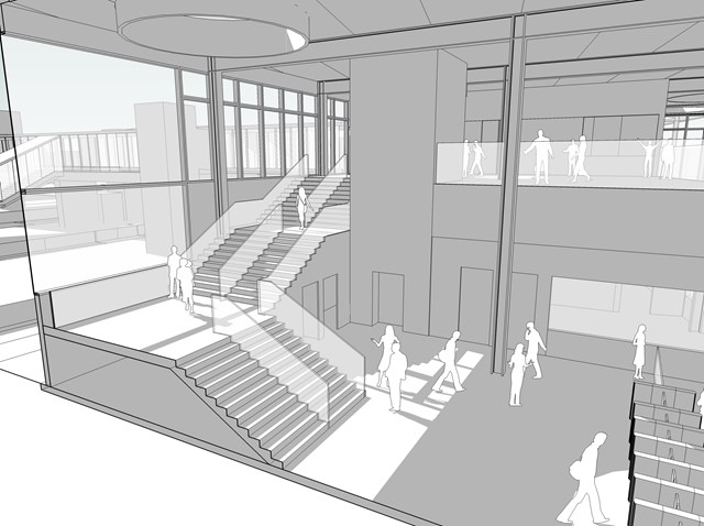 Bedford's new station (internal): Network Rail's plans for a new station building at Bedford include natural lighting and ventilation, cutting down on carbon usage.