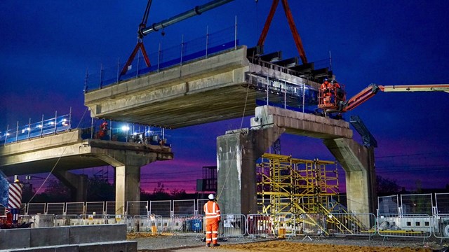 West Coast main line upgrades progressing with more work this Bank Holiday weekend: Bletchley flyover span lift May 2020 (1)