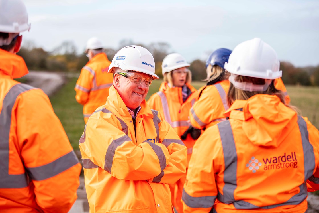 HS2 CEO Mark Thurston visits Bower End Farm, Madeley, to see work of Staffordshire Firm Wardell Armstrong-3: HS2 CEO Mark Thurston visits Bower End Farm, Madeley, to see work being undertaken by Staffordshire business Wardell Armstrong. The site is where the north portal of the Madeley Tunnel will be constructed. Stoke-on-Trent based multidisciplinary consultancy Wardell Armstrong have been working to ensure the environmental integrity of the HS2 early works. 

Tags: Phase 2a, Early Work, Environment, Supply Chain, Jobs, Skills, CEO, Crewe, Staffordshire

Names: Mark Thurston, CEO, HS2 Ltd