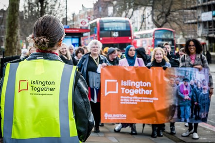 The Islington Together Women's Walk pictured on its way along Upper Street