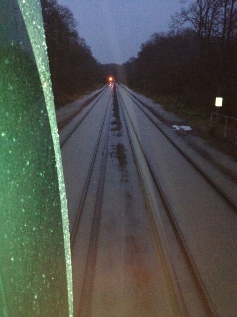 Rail Update 4pm: Heavy rain brings disruption to Sussex railways: View from the cab of a train on the Redhill-Tonbridge route this morning