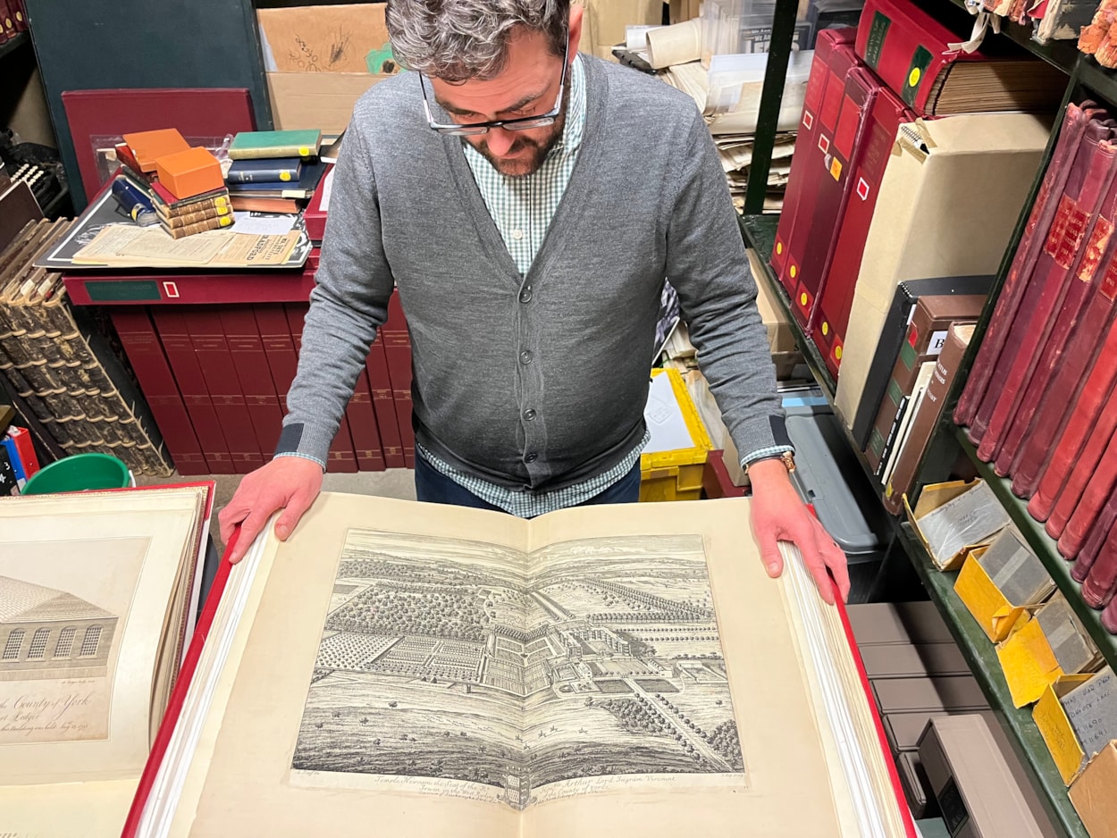 Leeds histories: Librarian Antony Ramm with one of William Boyne's works.
The culmination of his life’s work, Boyne’s collection of seven huge folios is also part of the library’s collection and includes magnificent images of locations including Temple Newsam and Kirkstall Abbey, genealogies, notable antiquities, coats of arms and maps of the city.