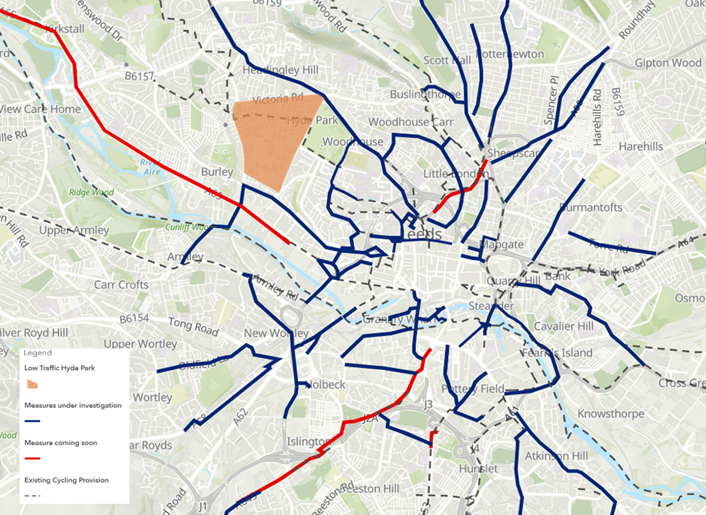 Leeds City Council announces emergency walking and cycling plans in response to Covid-19: Covid-19 active travel map