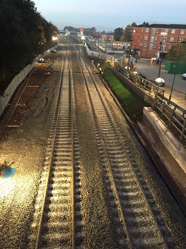 £100m signal and track upgrade completed ahead of schedule as Network Rail reopens railway at Bromsgrove: The completed track north of Bromsgrove statuon