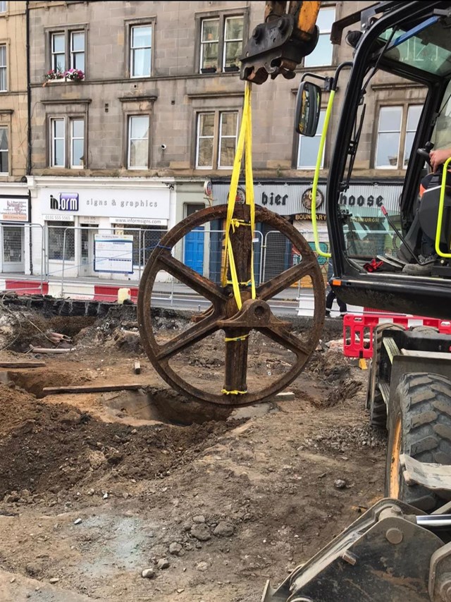 One of the wheels being lifted out in 2021