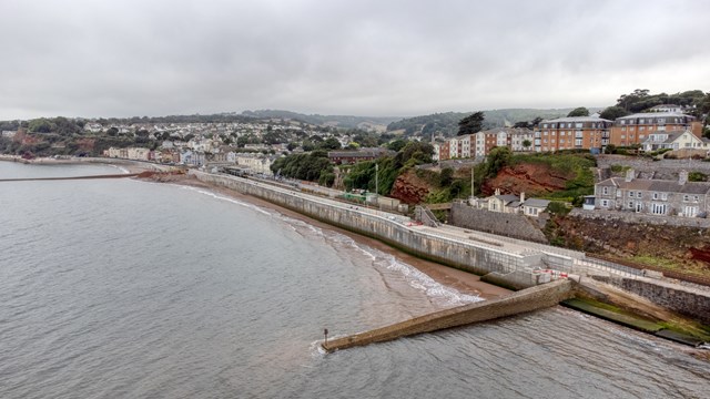 Dawlish sea wall has now achieved resilience: Image credit - Dawlish Beach Cams