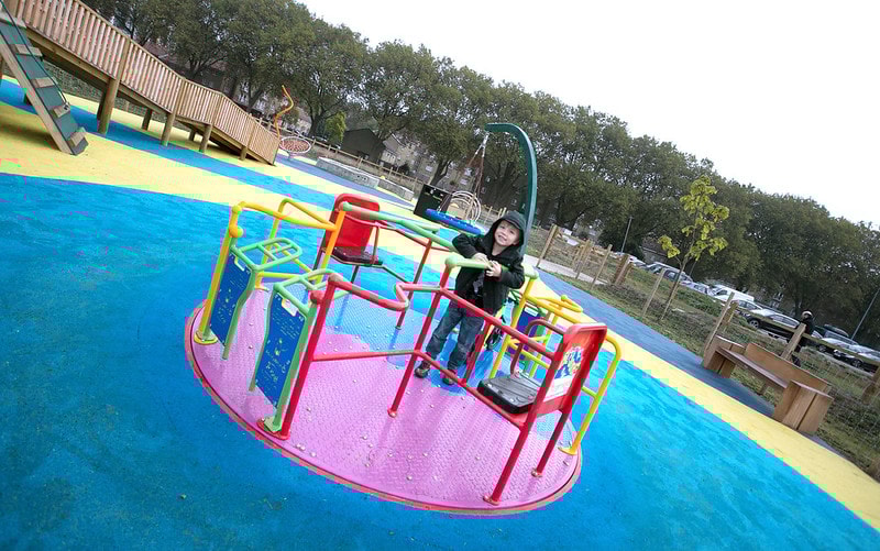 Child plays on Mabley Green