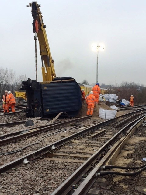 Lewisham crane: Staff working hard to lift the final derailed wagon