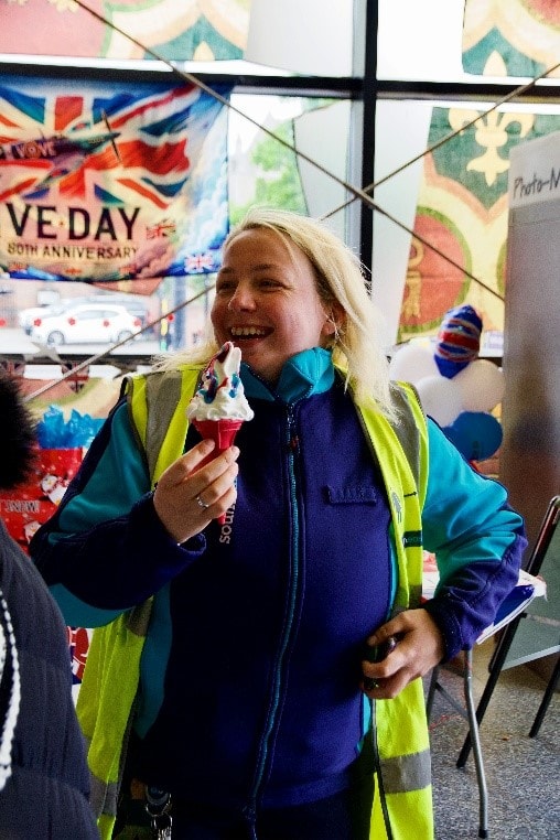 A colleague enjoying an ice cream
