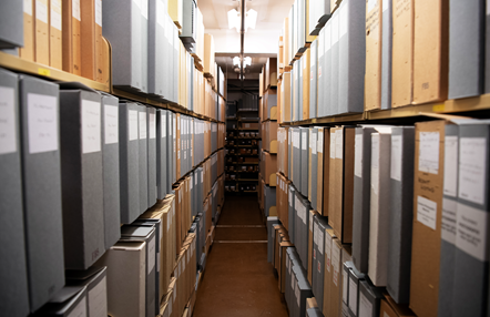 The stacks at the National Library of Scotland - where some of the catalogued literary archives are held