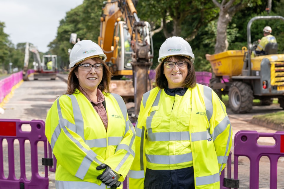 Barrow MP Michelle Scrogham and SP Electricity North West's Tracey Cuthbertson at a site visit in Barrow
