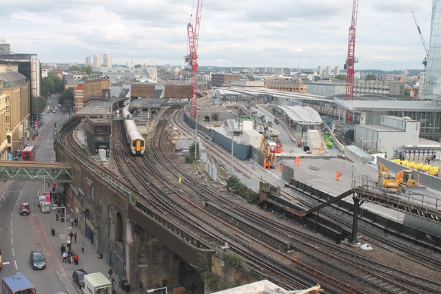 Ballast is laid on the approach to the new Borough Market viaduct