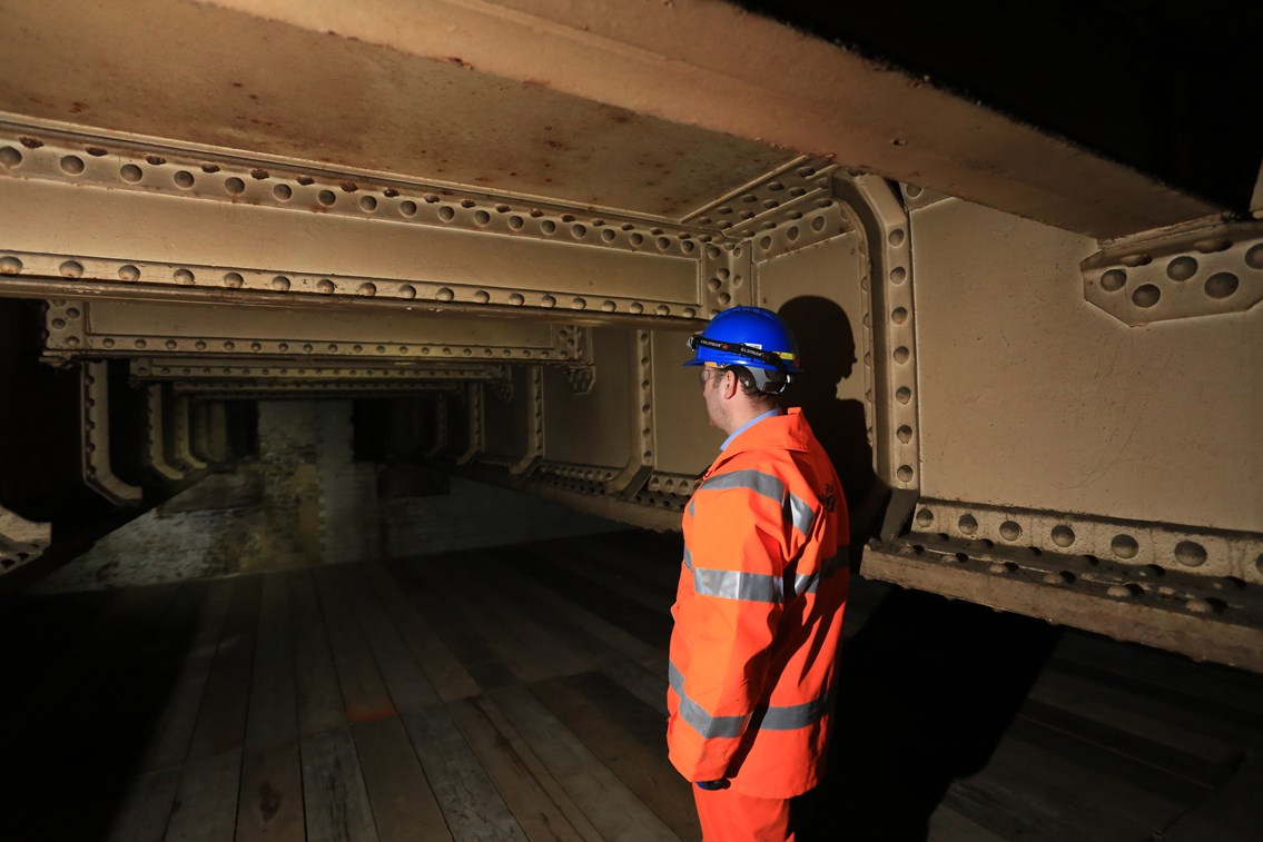 Bermondsey Ghost Station 01: Greg Thornett, Project Manager, looks at the remains of Southwark Park station, hidden in the catacombs under the railway in Bermondsey