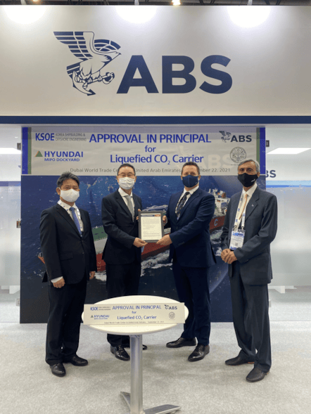 Left to Right: Byeong-yong Yoo Vice President, KSOE;  Young-Jun Nam, Executive Vice President, HMD; Chris Greenwood, ABS Manager, Business Development; Amarjit Kauchhur,  Vice President, Middle East, RMI
