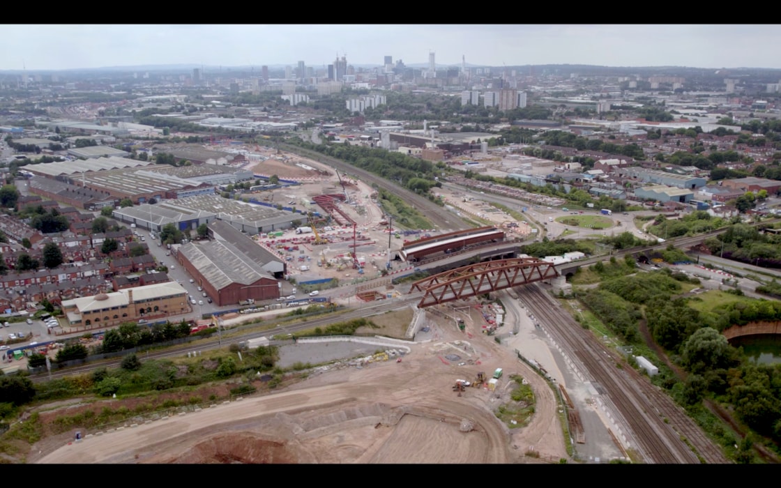 The new Aston Church Road bridge with Birmingham city centre in the distance