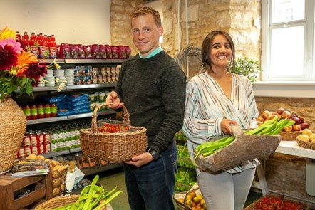 Chippy Larder Founder Rizvana Poole and John Busby, GLL Partnership Manager West Oxfordshire and Chippy Larder Trustee