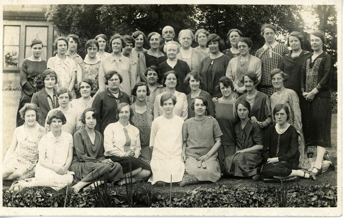 Sounds of Our City: Photograph of Bramley Ladies Choir, 1920s and concert in Zion Baptist School, Bramley, 1935.