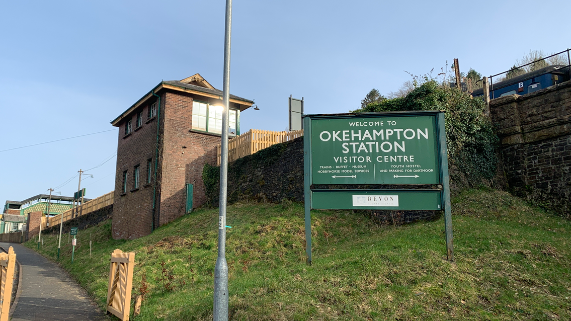 Okehampton station sign