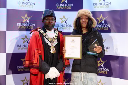 Ben Kinsella Award winner Romani Notice, alongside Mayor of Islington, Cllr Jason Jackson
