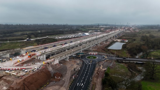 B4114 passing under the north abutments of the Coleshill viaducts Feb 2026: B4114 passing under the north abutments of the Coleshill viaducts Feb 2026