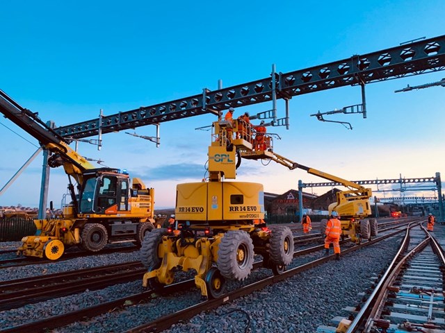 Previous overhead line equipment being installed
