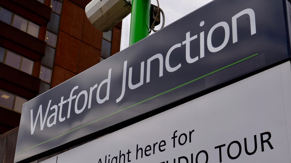New lifts for passengers at Watford Junction station - work until February: Watford Junction station sign 1
