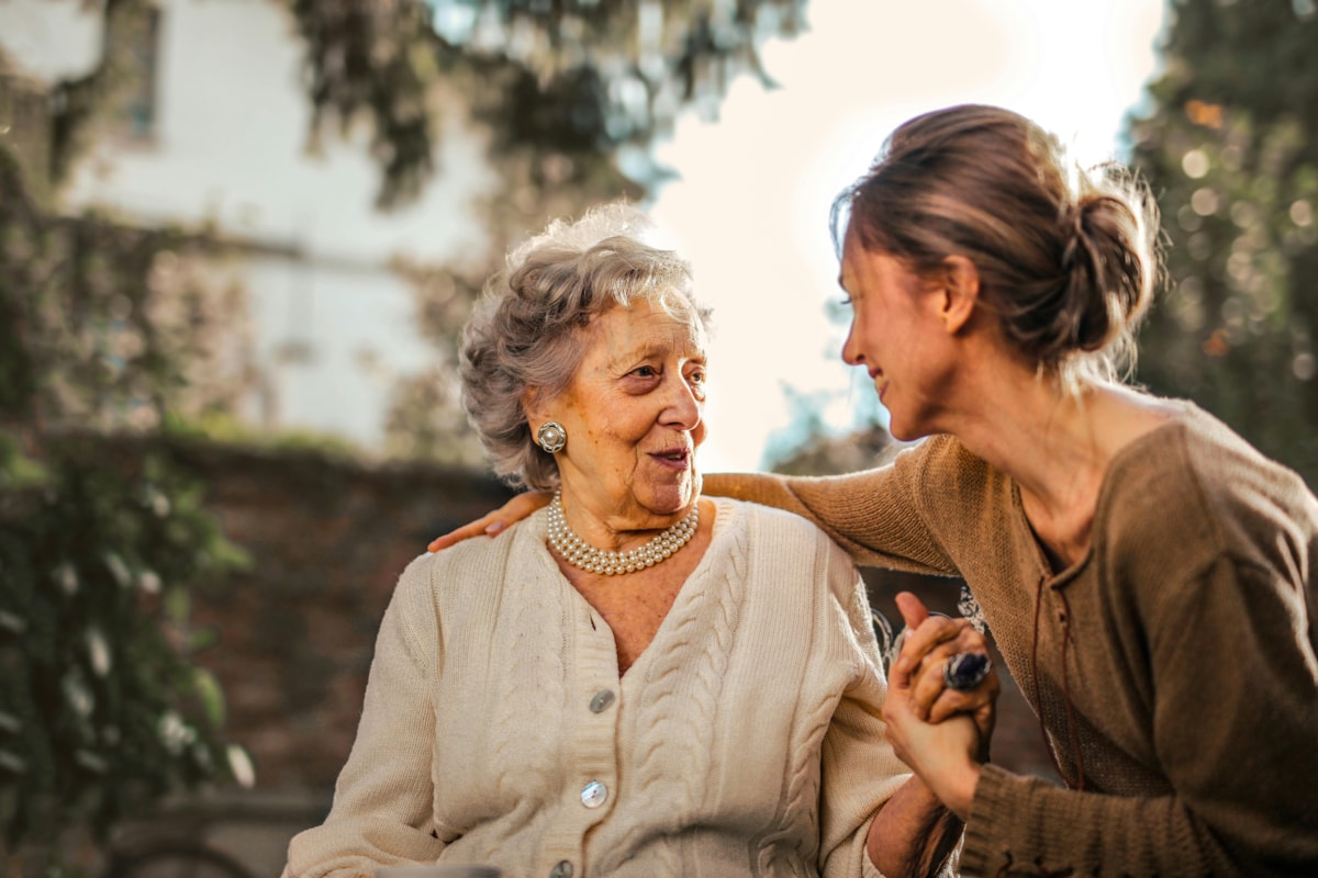 Women smiling at each other