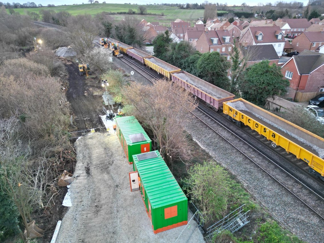 Kent: Emergency work to repair a landslip at Newington will mean buses replace trains between Gillingham and Sittingbourne until Monday 4 March: Newington landslip-6