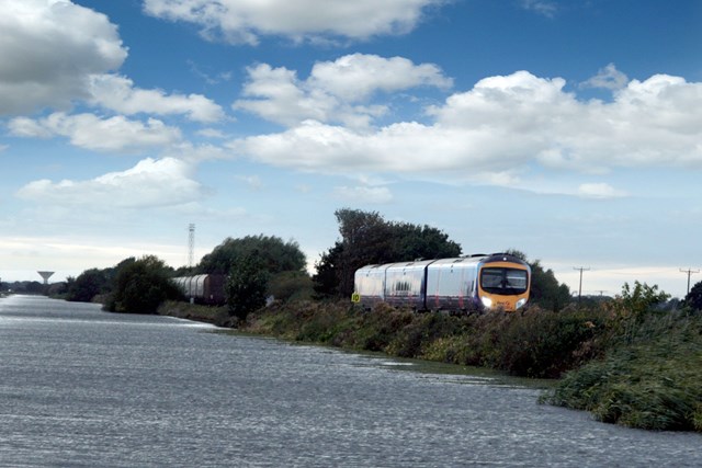 Train passes Medge Hall