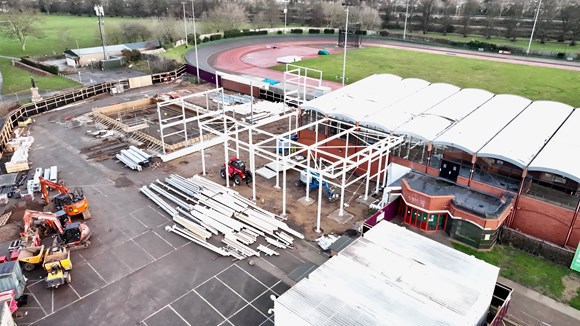 Drone Footage Palmer Park - community pool construction