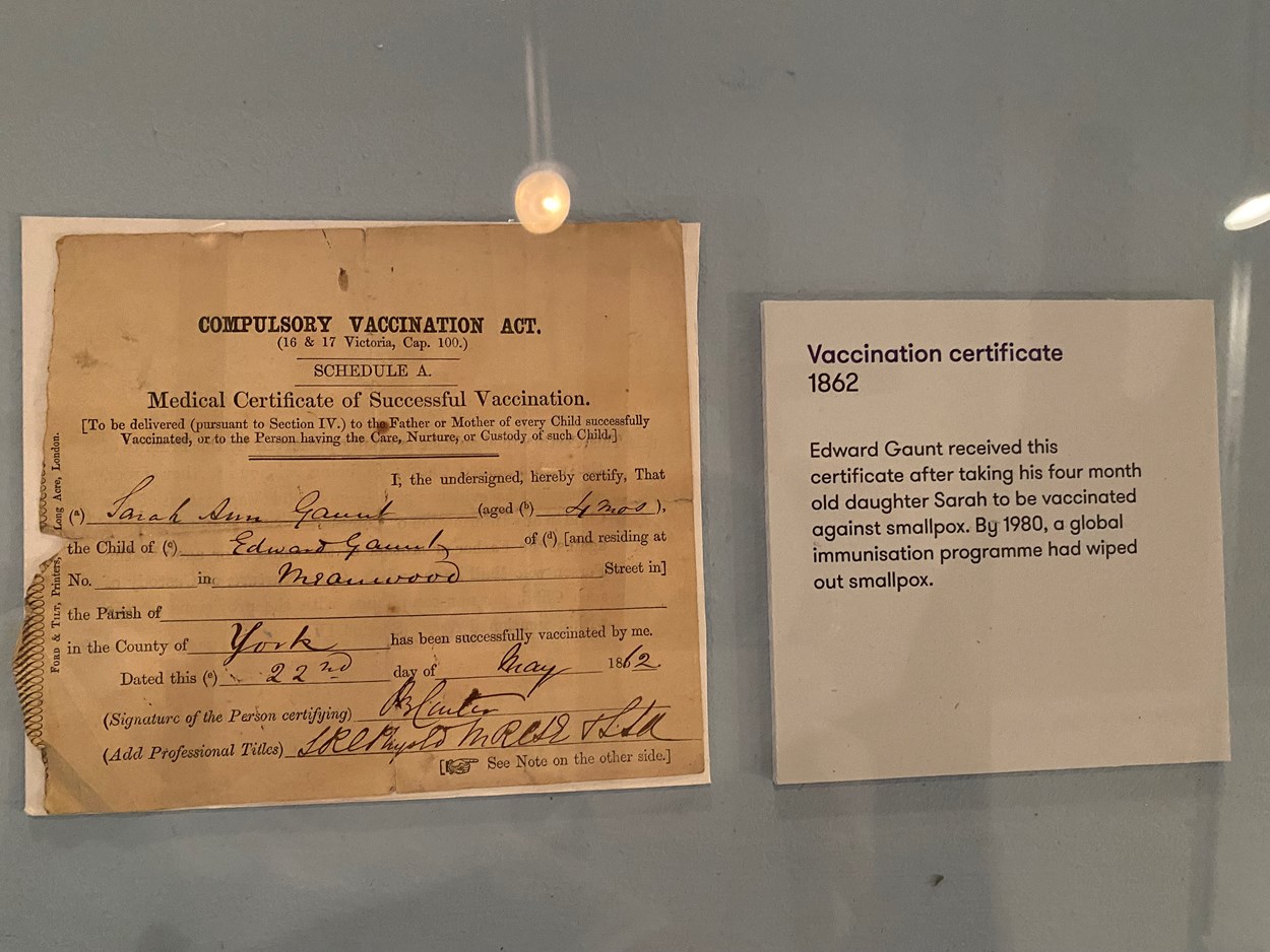 Leeds City Museum 200: A smallpox vaccination certificate from 1862.