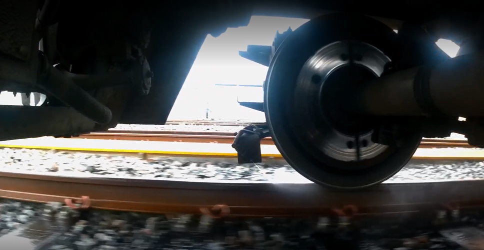 This image shows Water-Trak technology on the underside of a Northern train