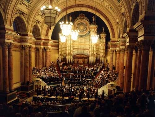 Panto chandelier: The beautiful ornamental fixture hung for more than 30 years at Leeds Town Hall, where it illuminated performances by artists including The Rolling Stones, Elton John and Queen before being removed and placed in storage in the late 1990s. Credit Leodis.