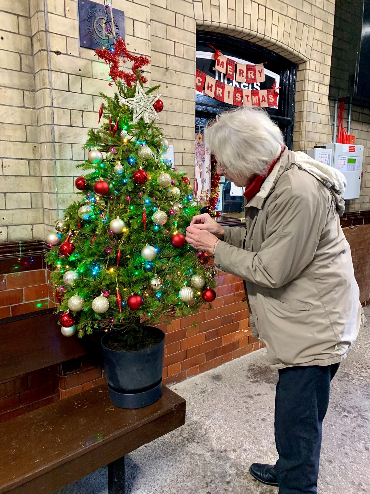 Image shows one of the rental Christmas trees at Hebden Bridge (1)