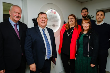 Eddie Fraser, Cllr Reid, Cllr Morrison and Jane O’Donnell with Tom Unter and Andrew Docherty from the UK Govt