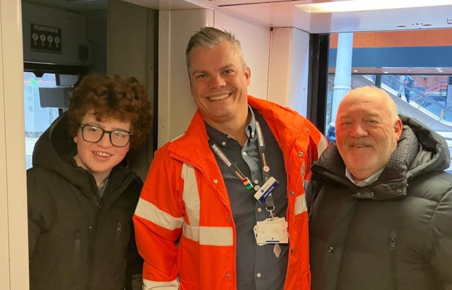 From left – Jack Jones, Northern driver team manager Adam Keech, Network Rail operations manager Chris Thomas: From left – Jack Jones, Northern driver team manager Adam Keech, Network Rail operations manager Chris Thomas